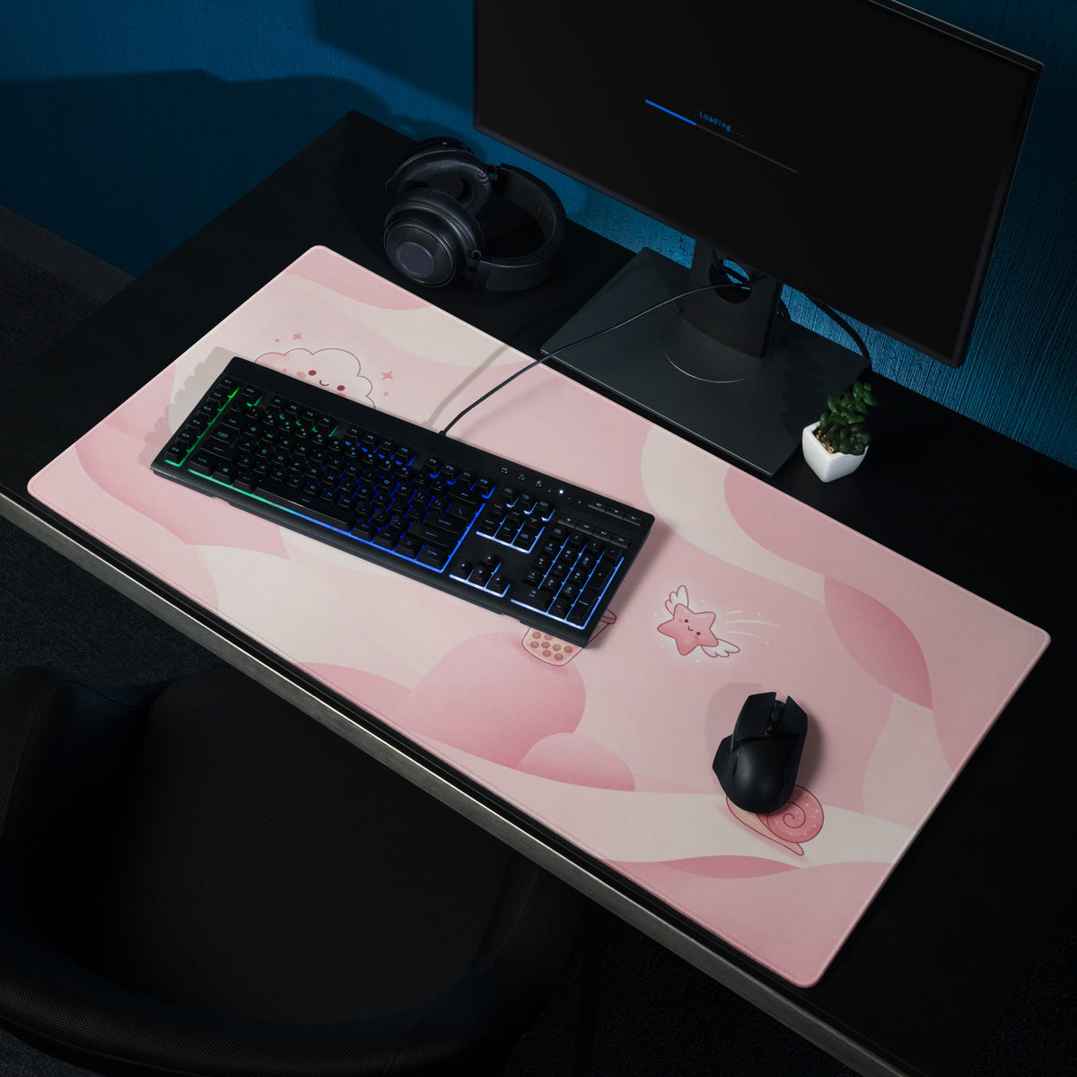 Pink Cute Cloud Bubble Tea Mouse Pad For Gamer Girl