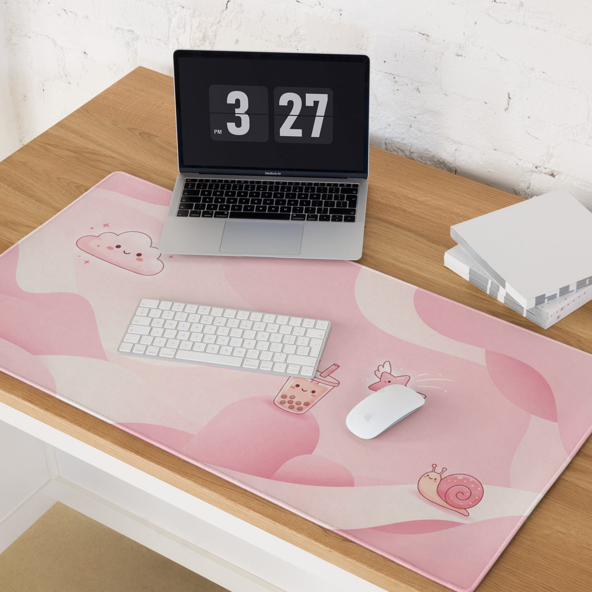 Pink Cute Cloud Bubble Tea Mouse Pad For Gamer Girl