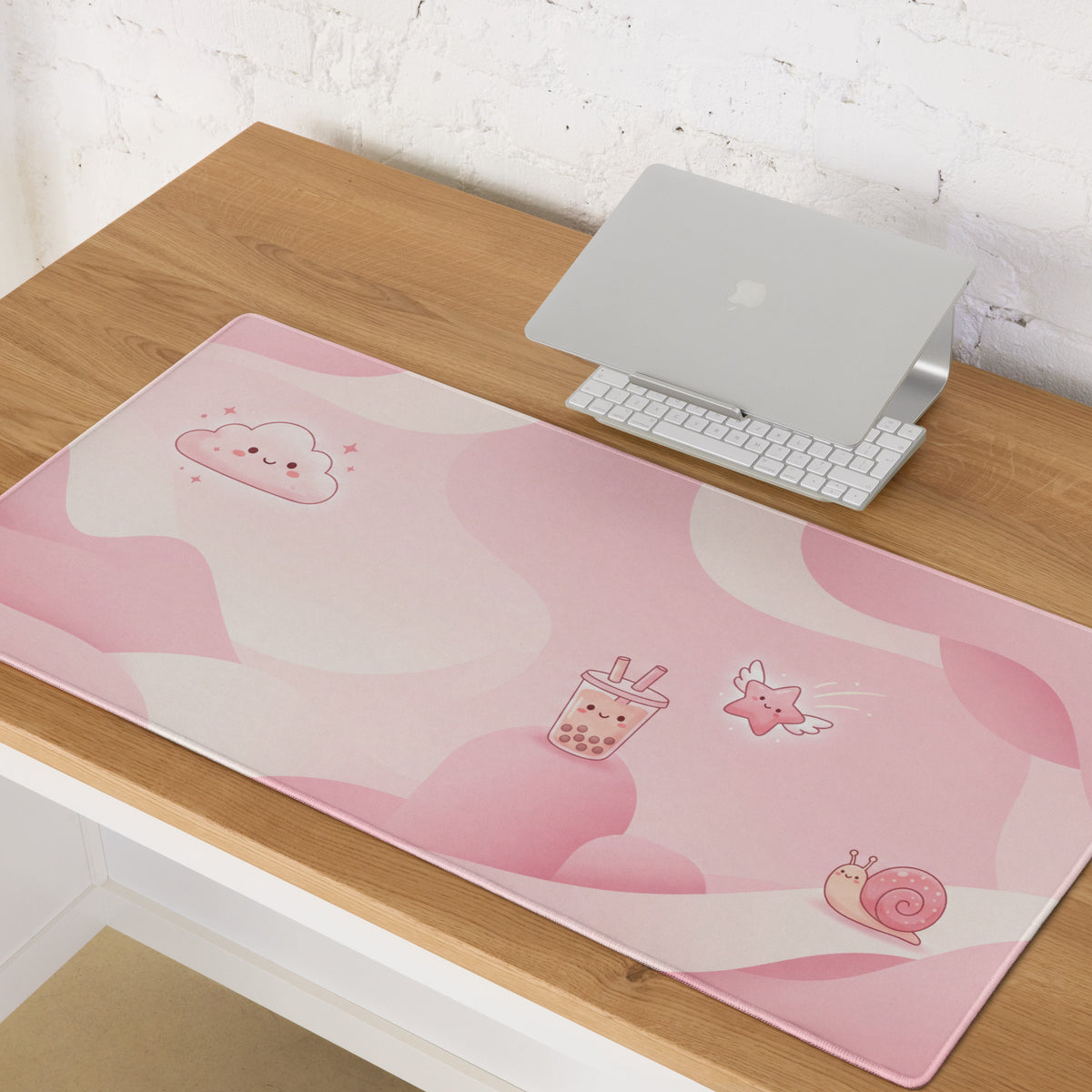 Pink Cute Cloud Bubble Tea Mouse Pad For Gamer Girl