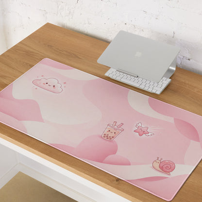 Pink Cute Cloud Bubble Tea Mouse Pad For Gamer Girl