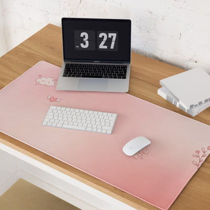 Pink Gradient Cute Cloud Hearts Gaming Mouse Pad