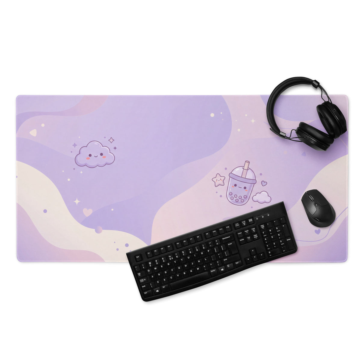 Cute Purple Galaxy Gaming Mouse Pad With Cute Stars