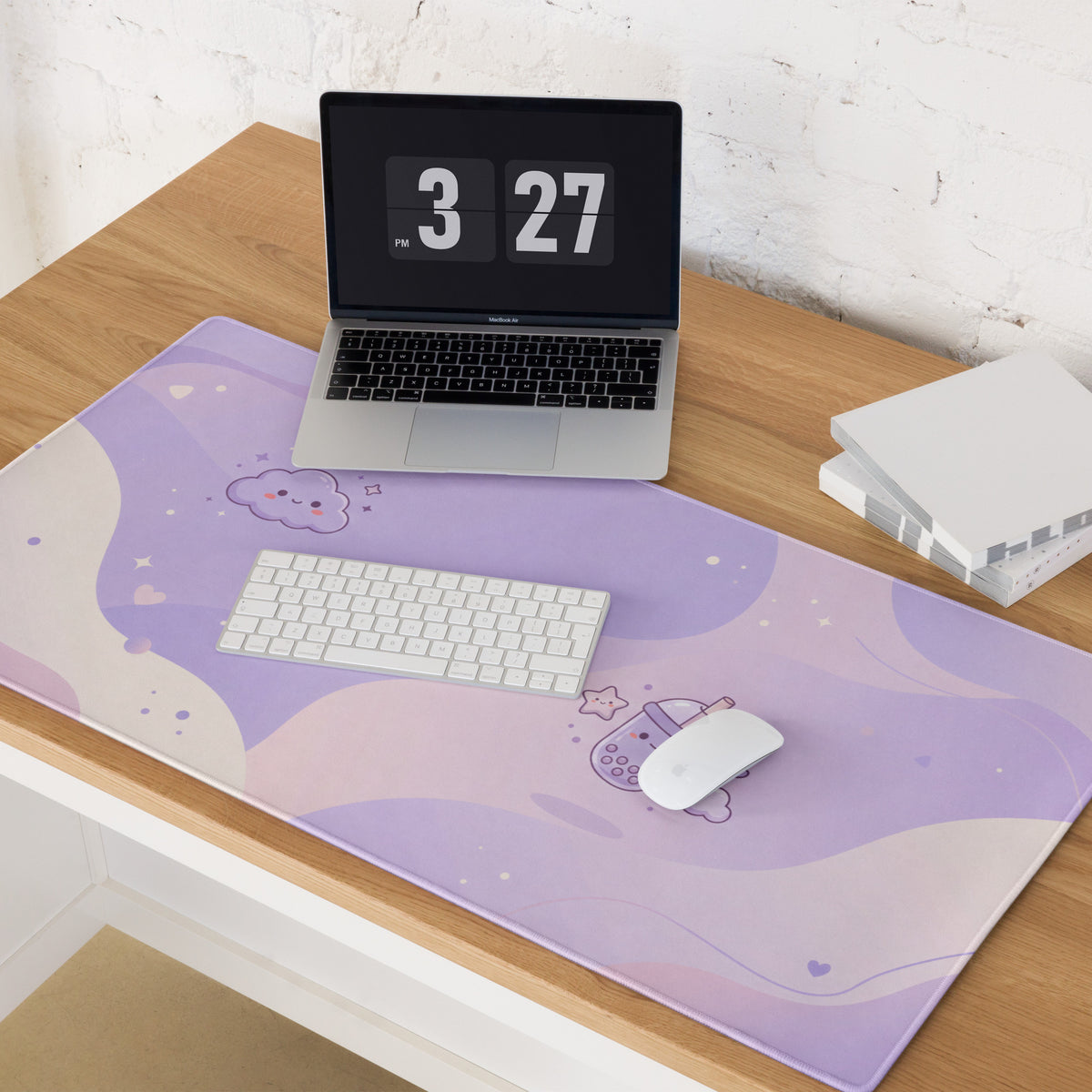 Cute Purple Galaxy Gaming Mouse Pad With Cute Stars