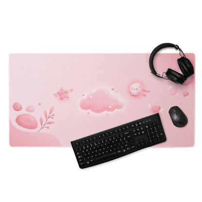 Pink Cute Galaxy Mouse Pad With Hearts And Stars