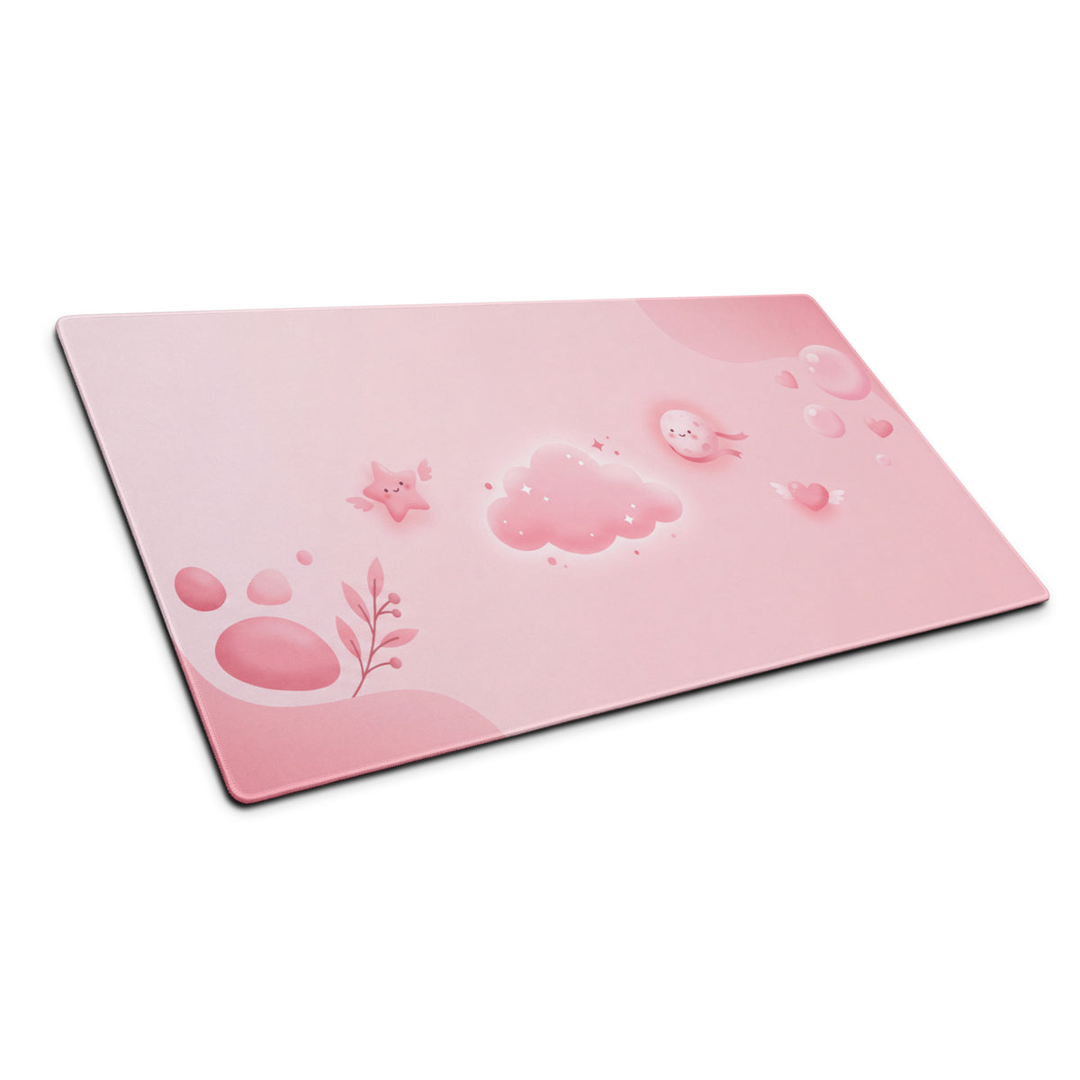 Pink Cute Galaxy Mouse Pad With Hearts And Stars