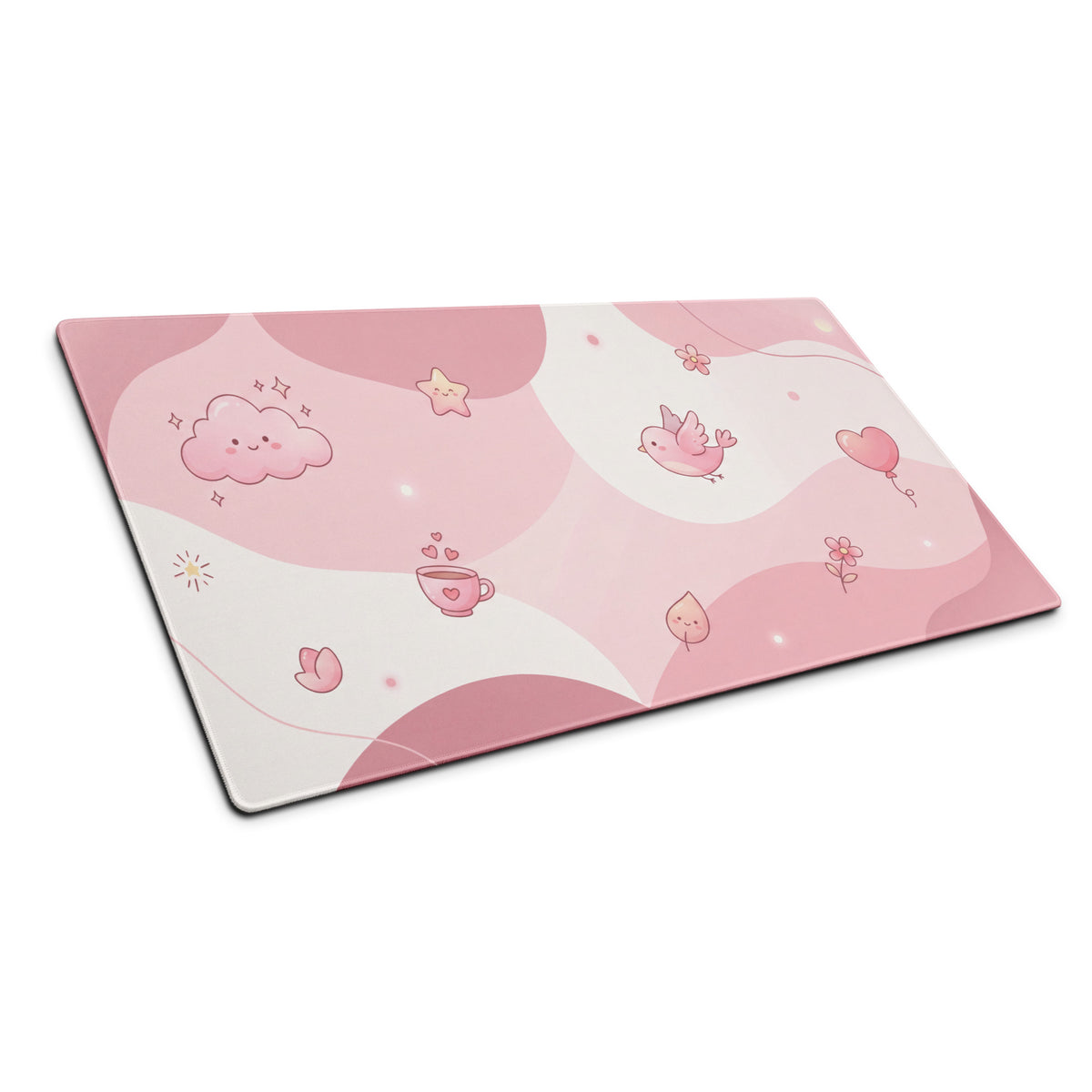 Pink Cute Cloud Hearts Gaming Mouse Pad