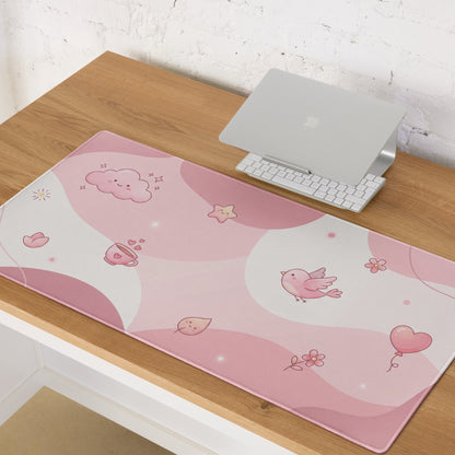 Pink Cute Cloud Hearts Gaming Mouse Pad