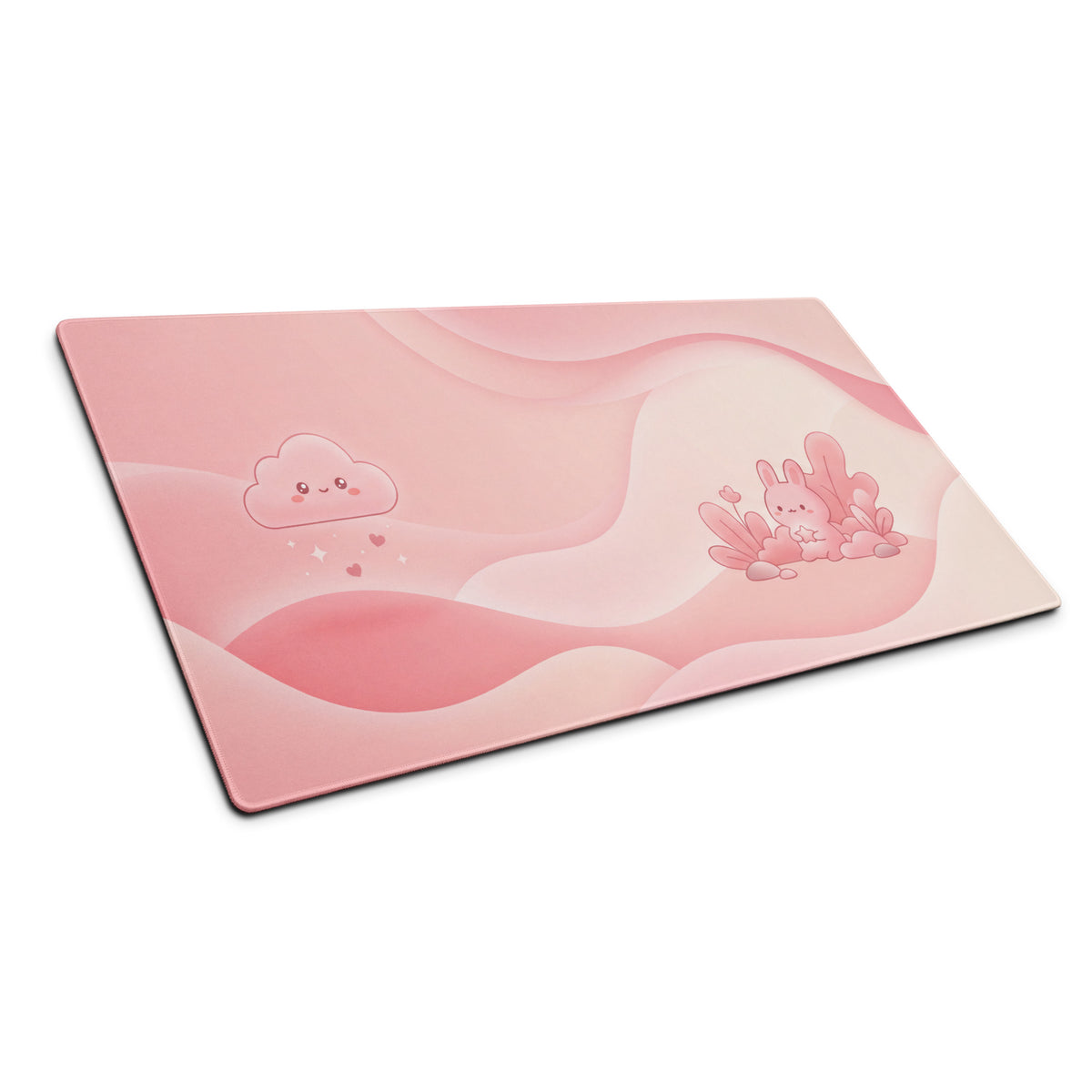 Pink Large Gaming Mouse Pad Cute Clouds And Bunnies