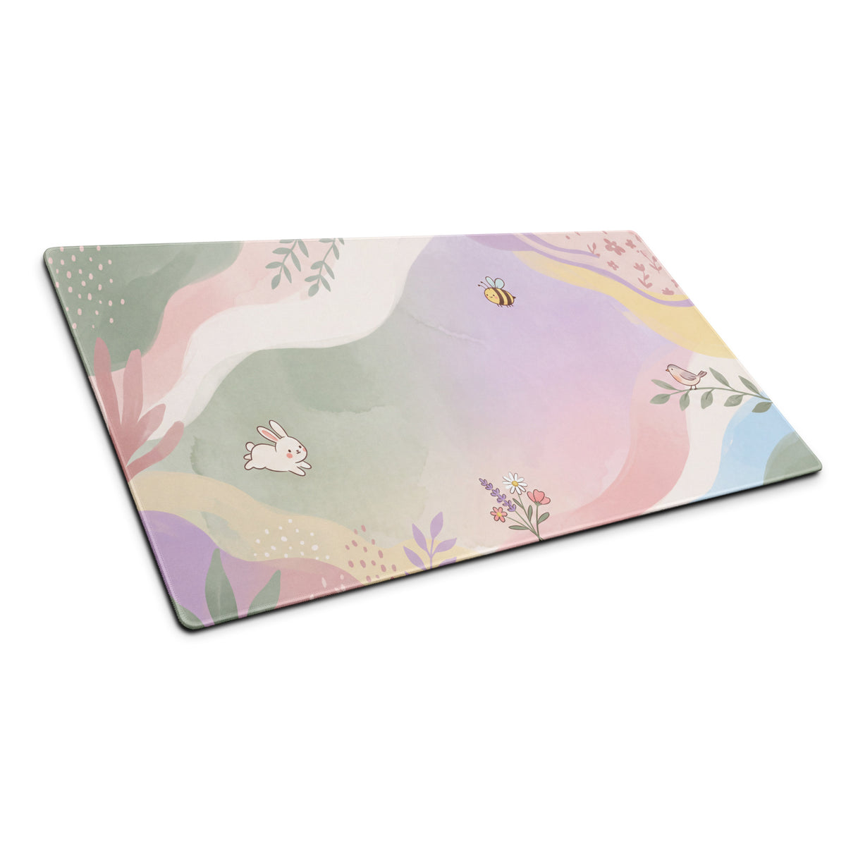 Pastel Floral Cute Gaming Mouse Pad With Bees