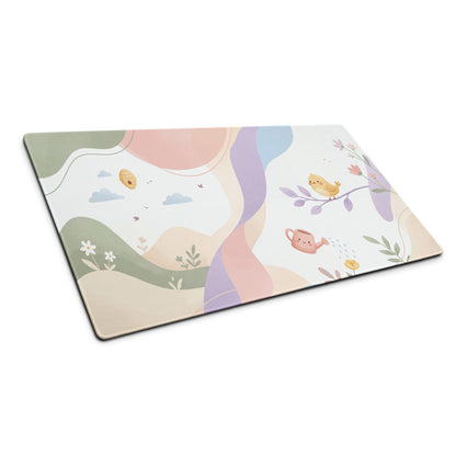 Cute Pink Rainbow Birds Gaming Mousepad