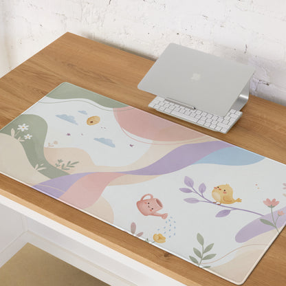Cute Pink Rainbow Birds Gaming Mousepad