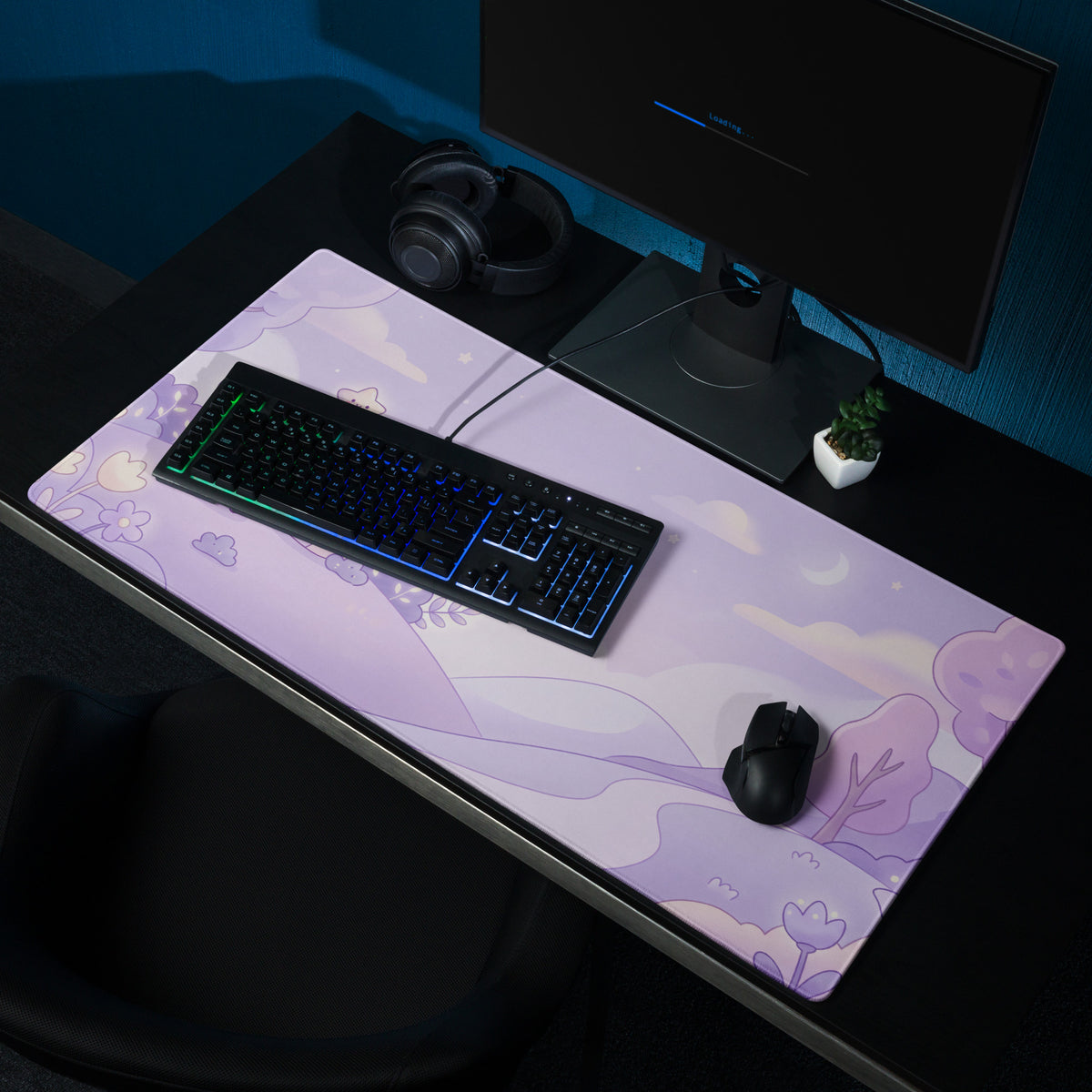 Cute Purple Galaxy Girly Gaming Mouse Pad