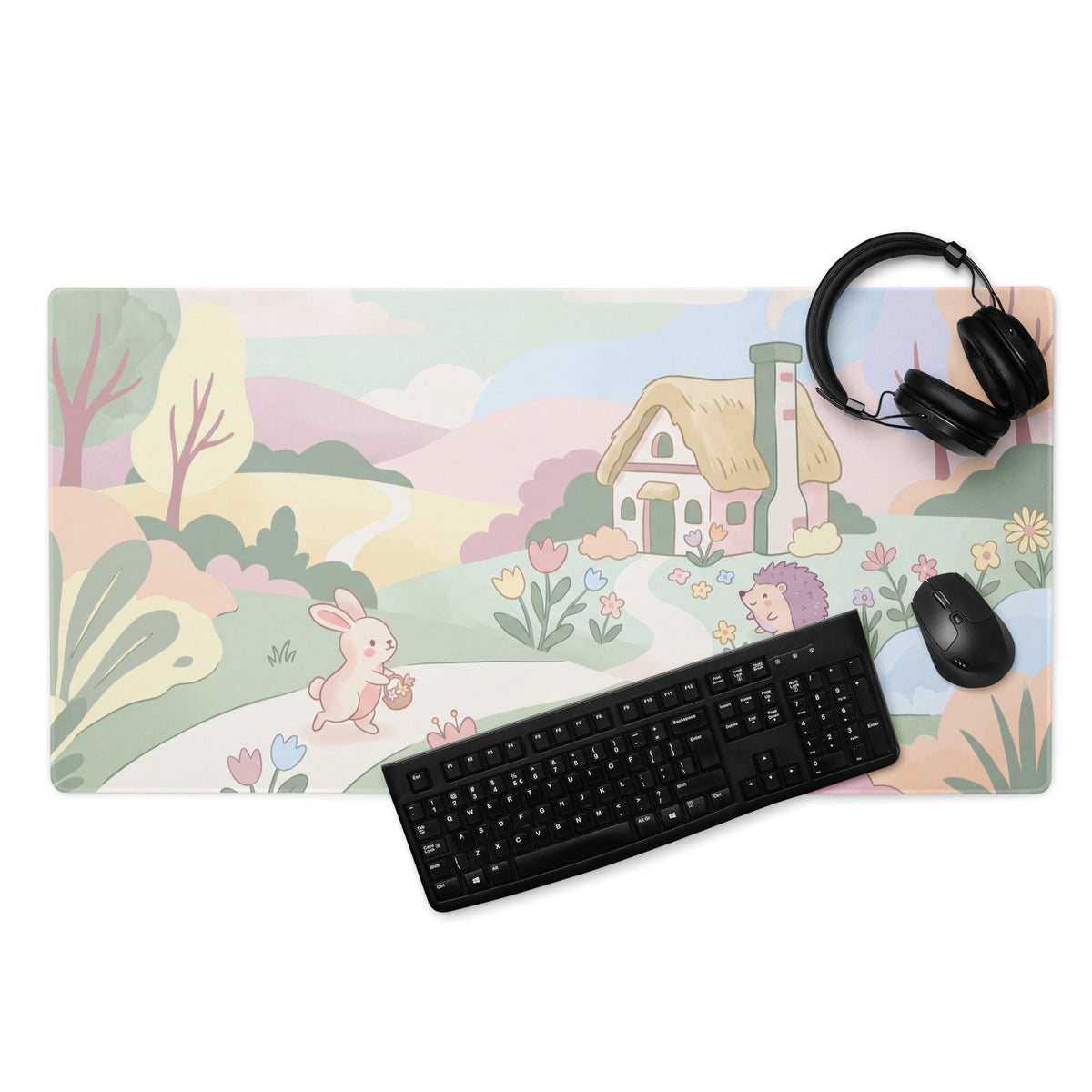 Pastel Cute Garden Mouse Pad With Soft Edges