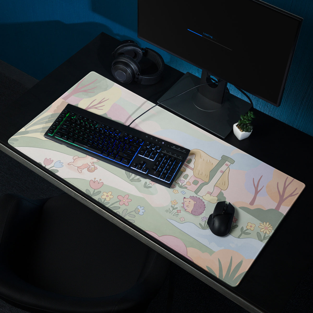 Pastel Cute Garden Mouse Pad With Soft Edges