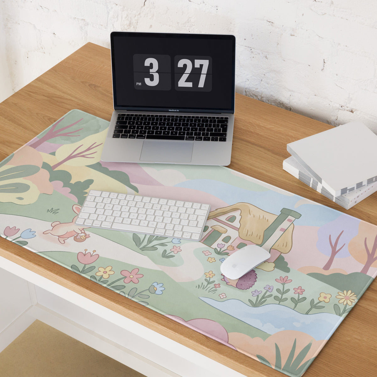 Pastel Cute Garden Mouse Pad With Soft Edges