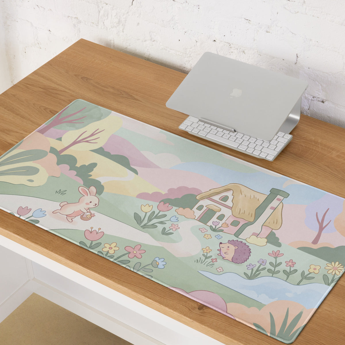 Pastel Cute Garden Mouse Pad With Soft Edges