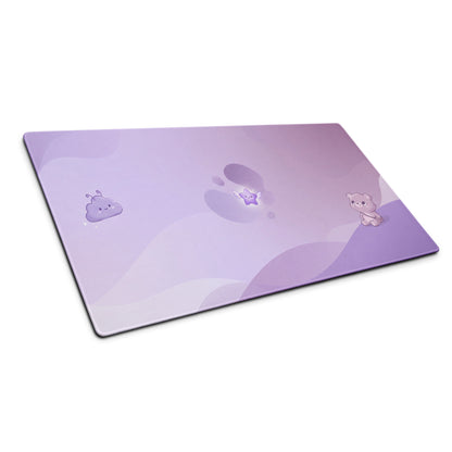 Purple Cute Gaming Mouse Pad With Clouds Stars Bear Design