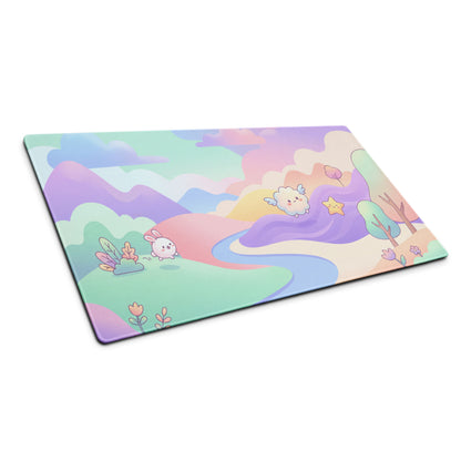 Pastel Rainbow Cute Gaming Mouse Pad With Clouds