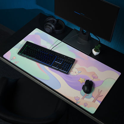 Pastel Rainbow Cute Gaming Mouse Pad With Clouds