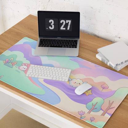 Pastel Rainbow Cute Gaming Mouse Pad With Clouds