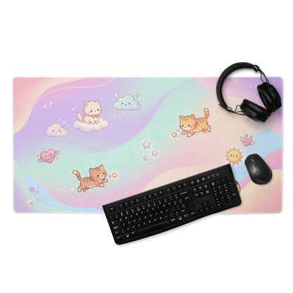 Pastel Cute Cats Rainbow Gaming Mouse Pad