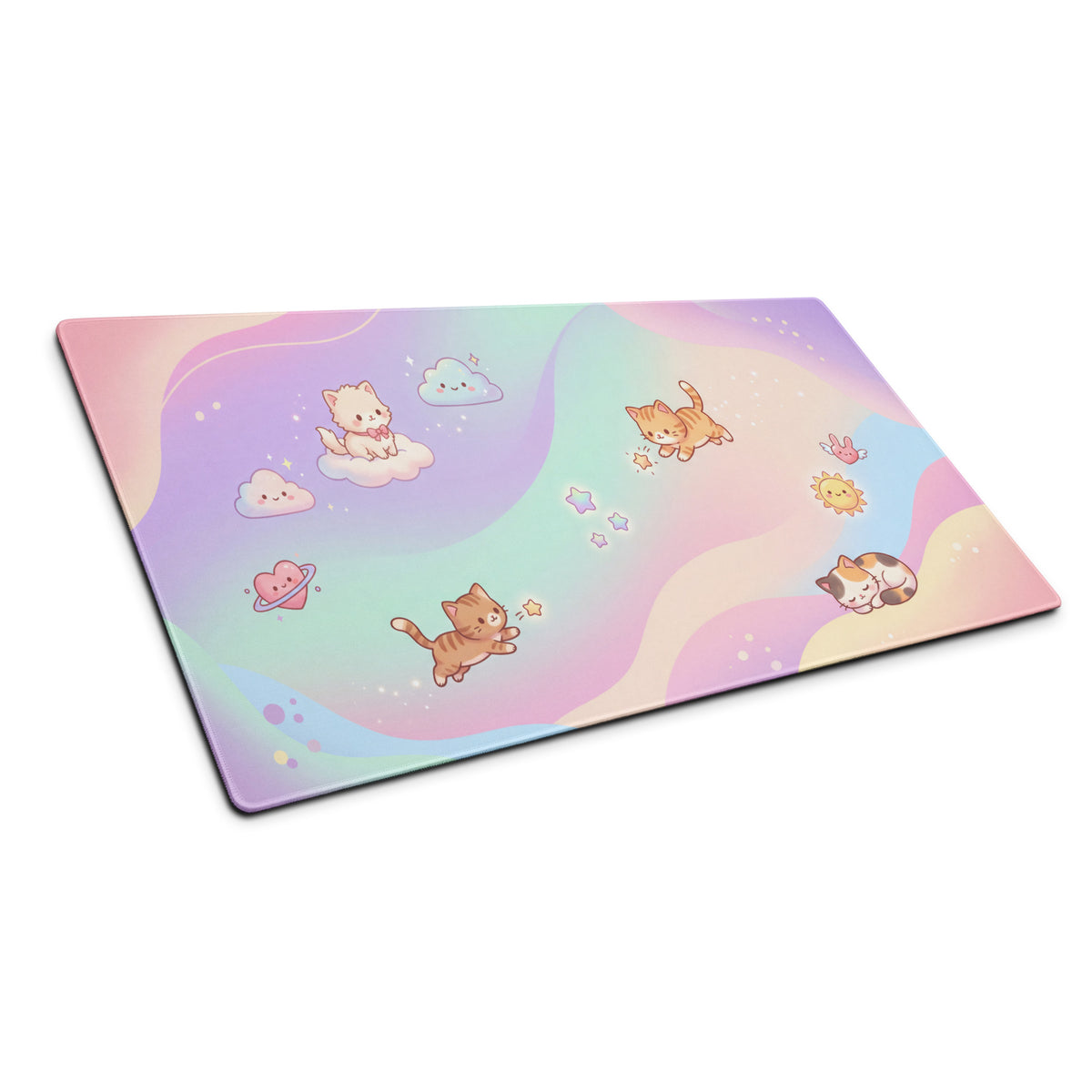 Pastel Cute Cats Rainbow Gaming Mouse Pad