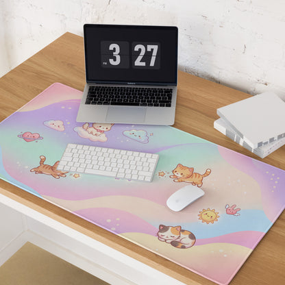 Pastel Cute Cats Rainbow Gaming Mouse Pad