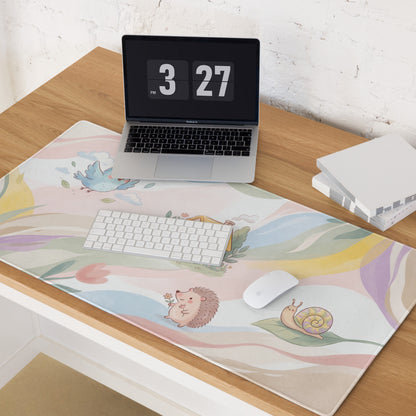 Pastel Rainbow Cute Gaming Mouse Pad With Cozy Scene