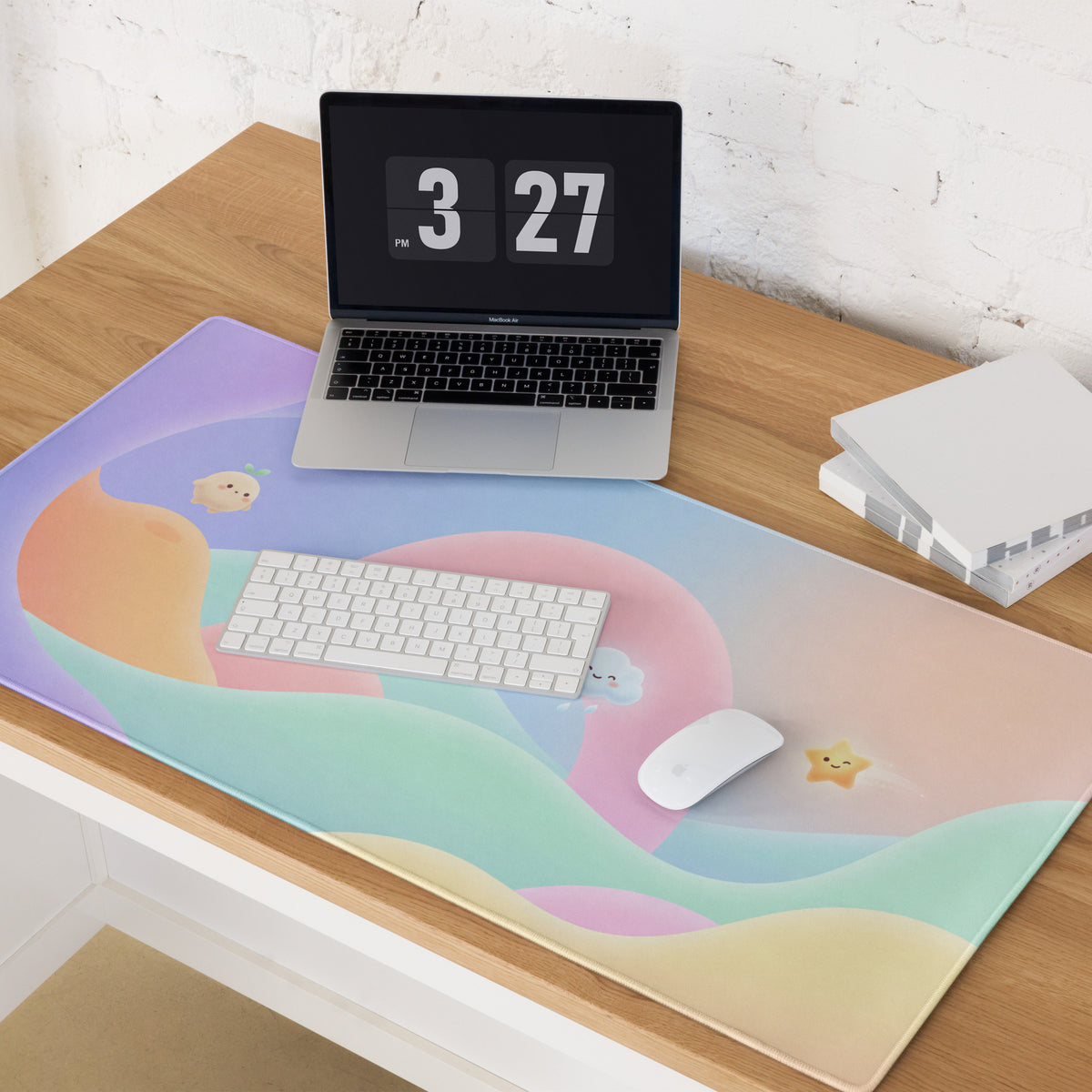Pastel Rainbow Cute Mouse Pad Girly Design