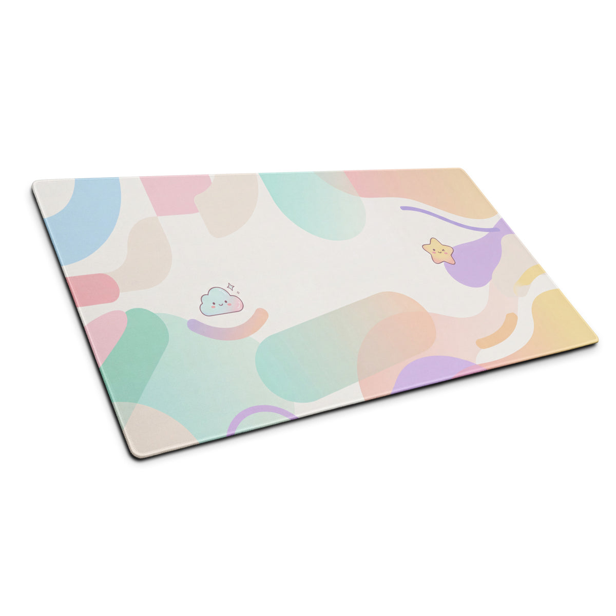 Pastel Cute Gaming Mouse Pad With Rainbow Swirls And Clouds