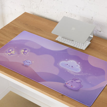 Lavender Galaxy Cute Mouse Pad With Clouds Butterflies