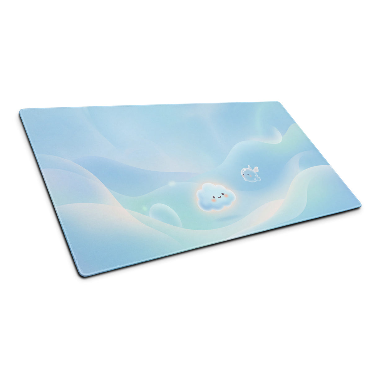 Cute Blue Cloud Gaming Mouse Pad with Pink Accents