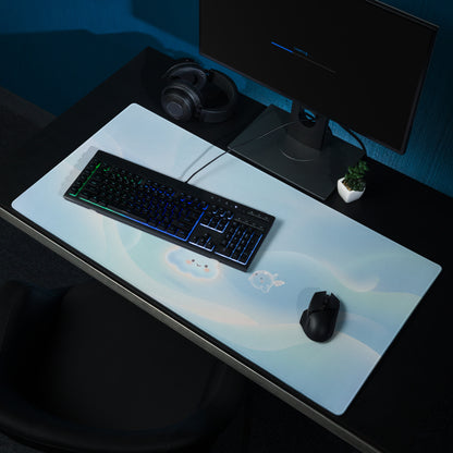 Cute Blue Cloud Gaming Mouse Pad with Pink Accents