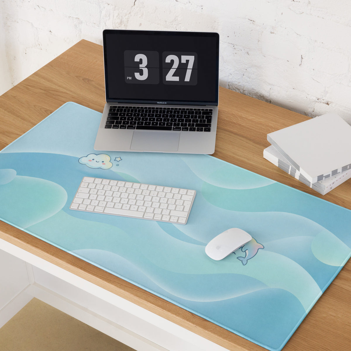 Pastel Blue Cute Cloud Gaming Mouse Pad