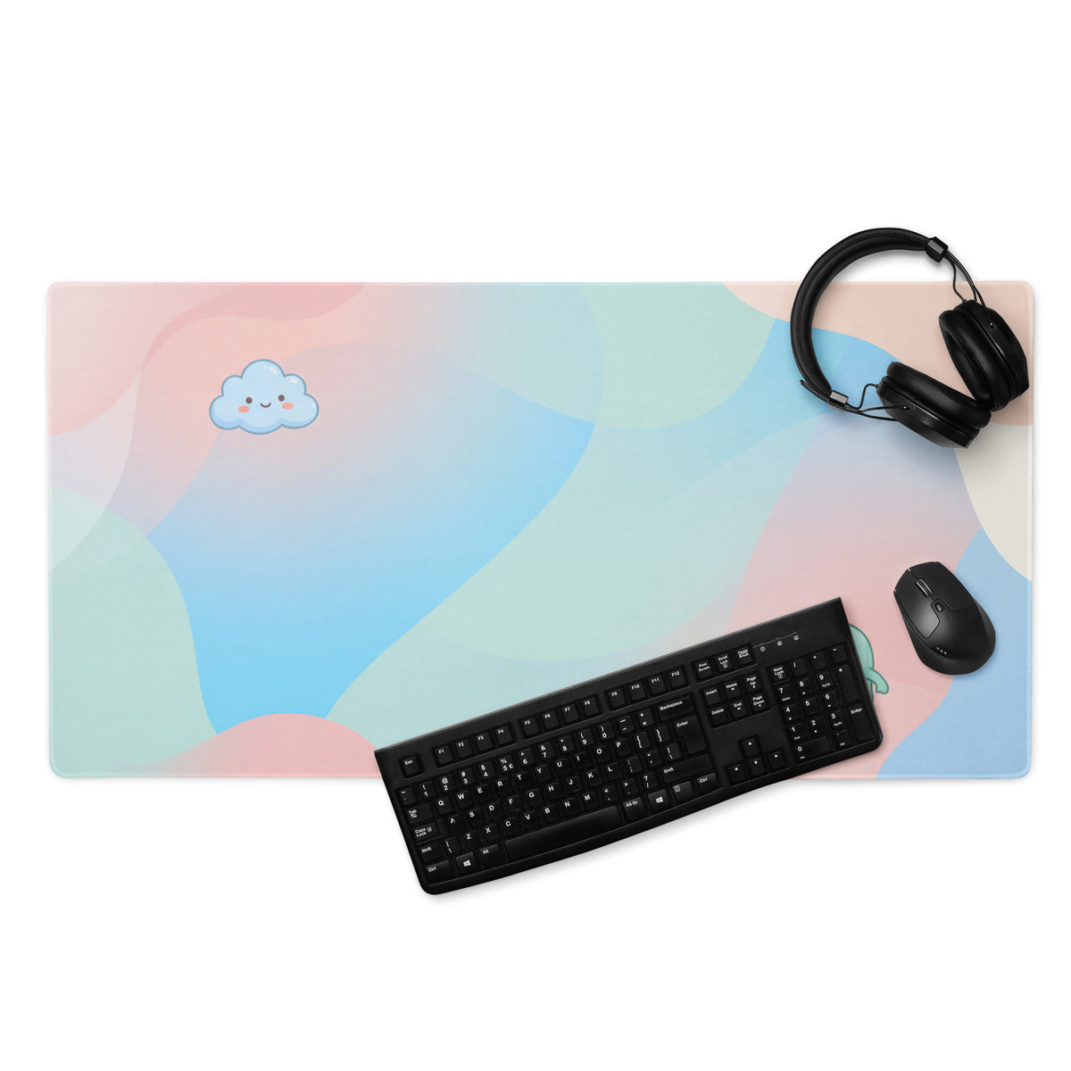 Pastel Cute Gaming Mouse Pad With Cloud Emoji Design