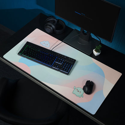 Pastel Cute Gaming Mouse Pad With Cloud Emoji Design