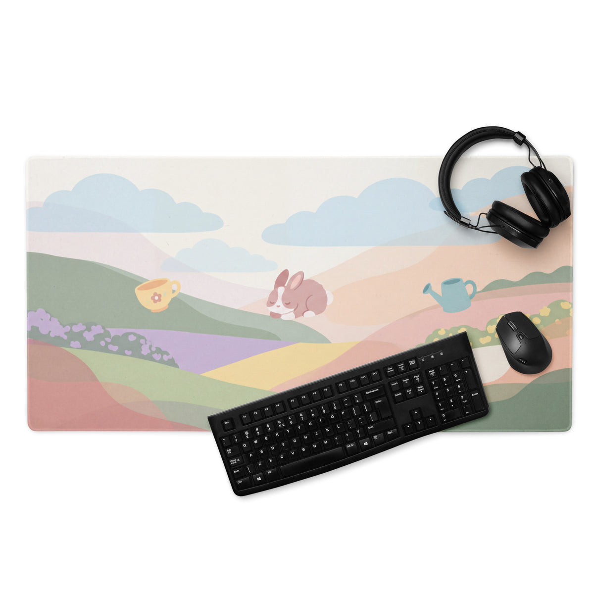 Cute Pink Cloudy Garden Gaming Mouse Pad