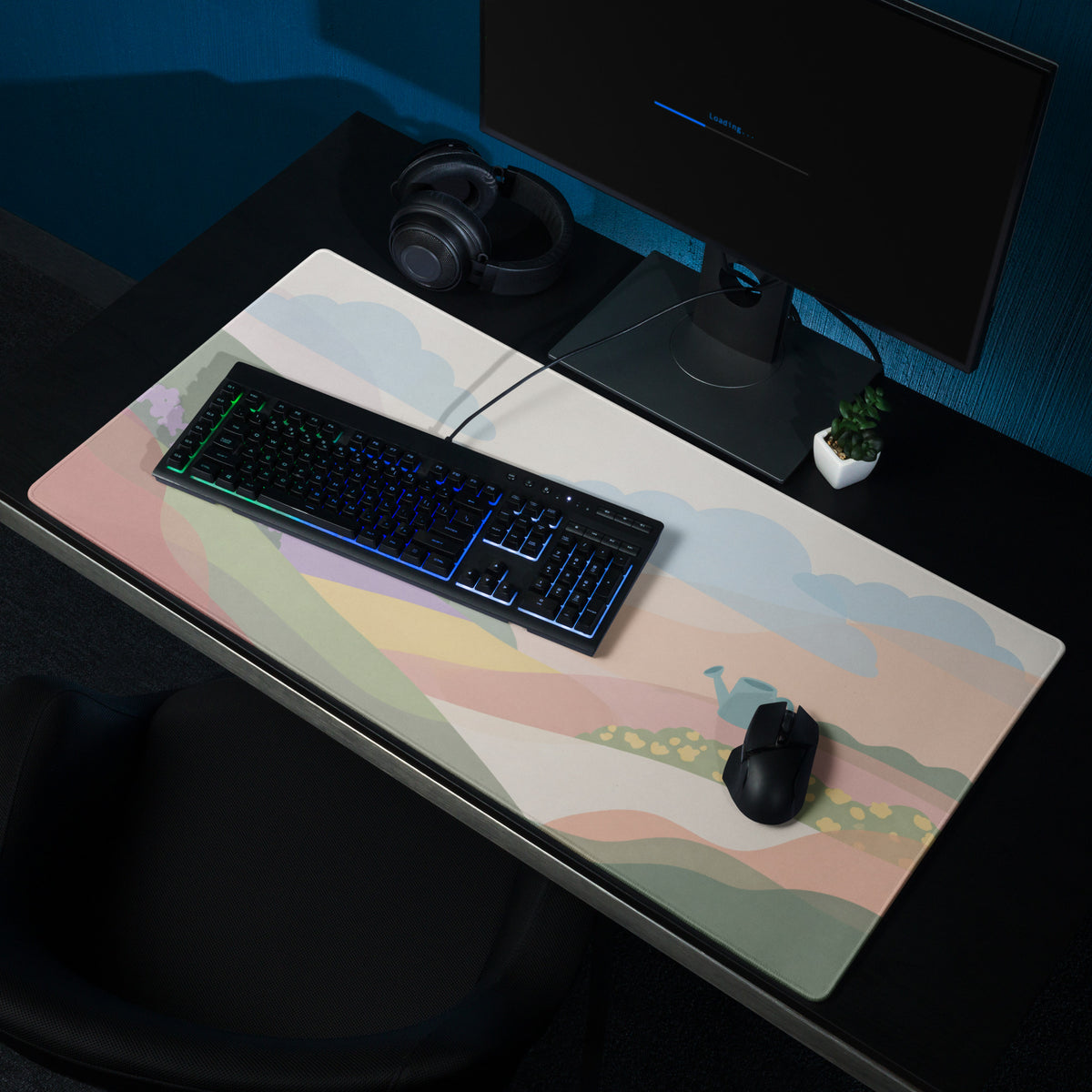 Cute Pink Cloudy Garden Gaming Mouse Pad