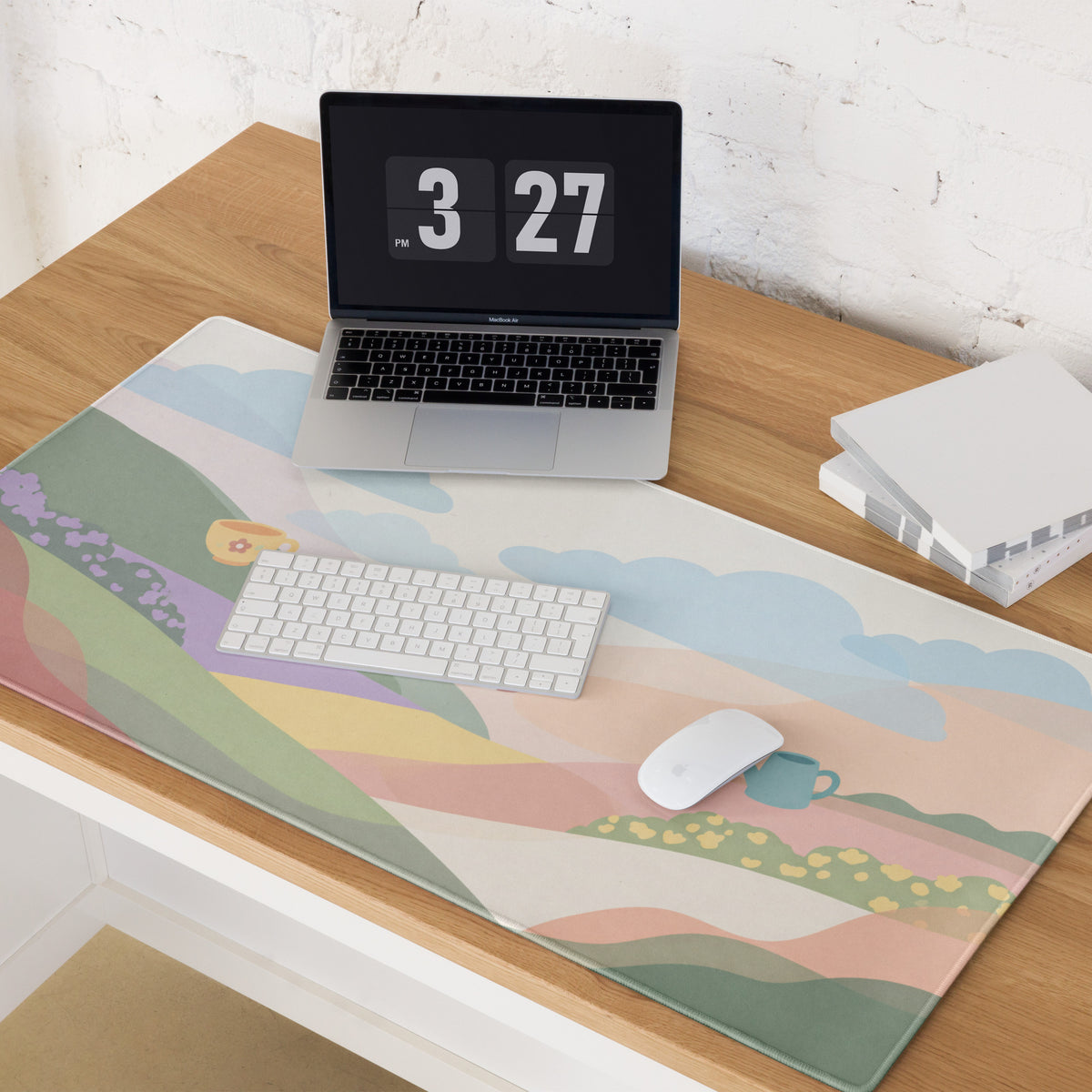 Cute Pink Cloudy Garden Gaming Mouse Pad