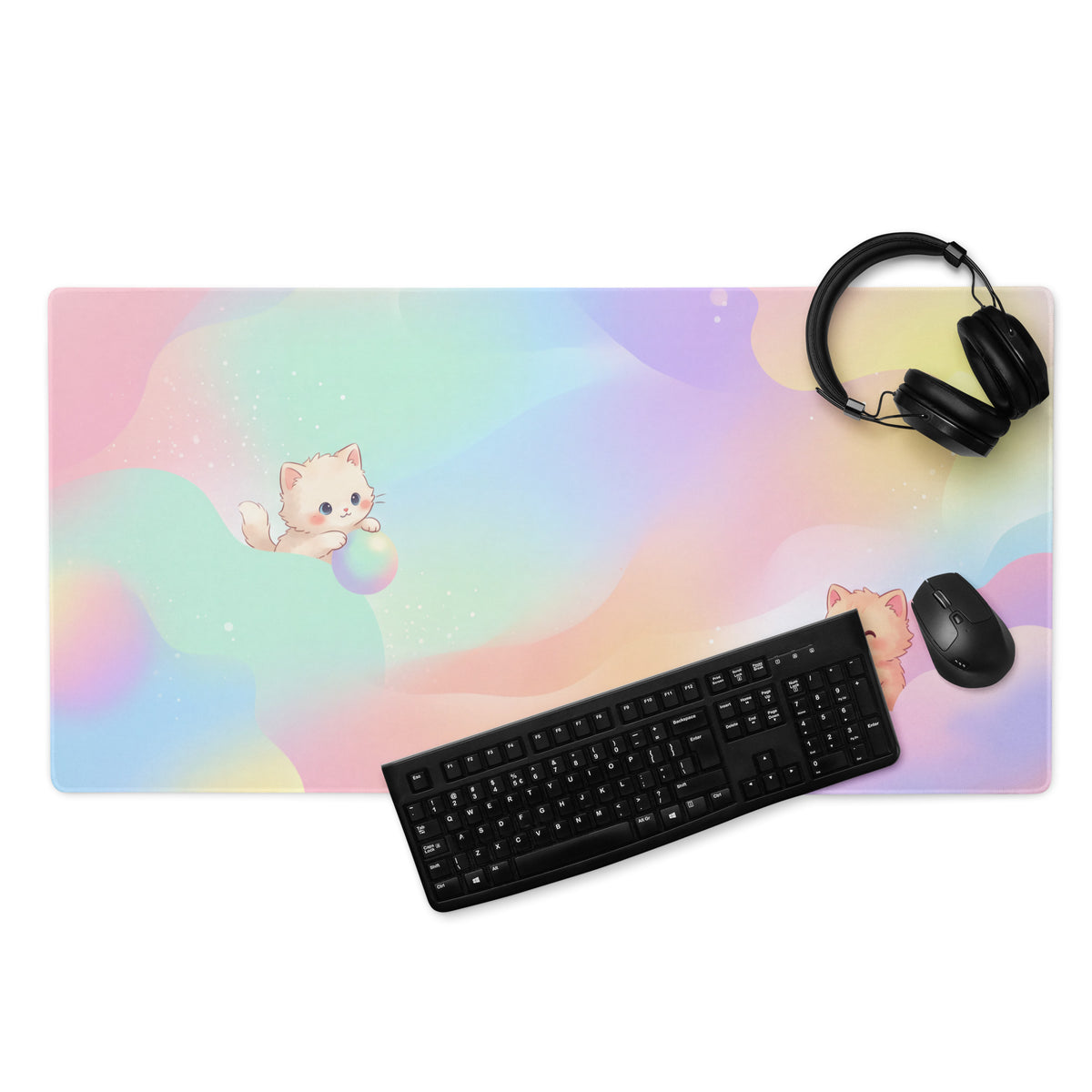Pastel Rainbow Cute Kittens Gaming Mouse Pad