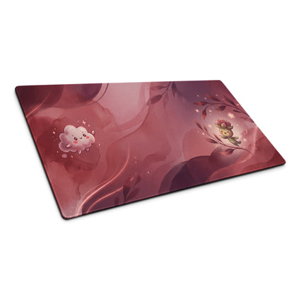 Cute Pink Galaxy Gaming Mouse Pad With Cloud Characters
