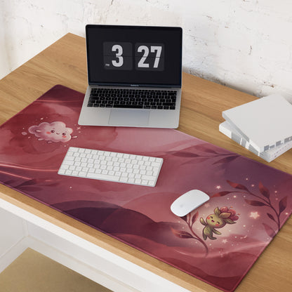 Cute Pink Galaxy Gaming Mouse Pad With Cloud Characters