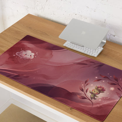 Cute Pink Galaxy Gaming Mouse Pad With Cloud Characters