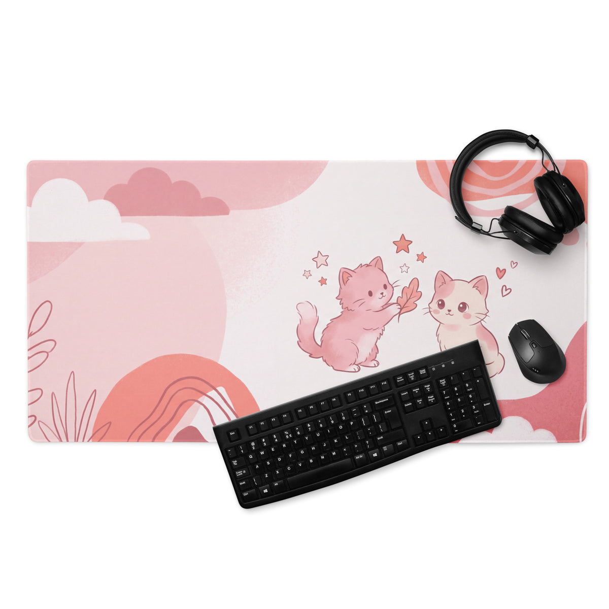 Pink Cat Themed Gaming Mouse Pad