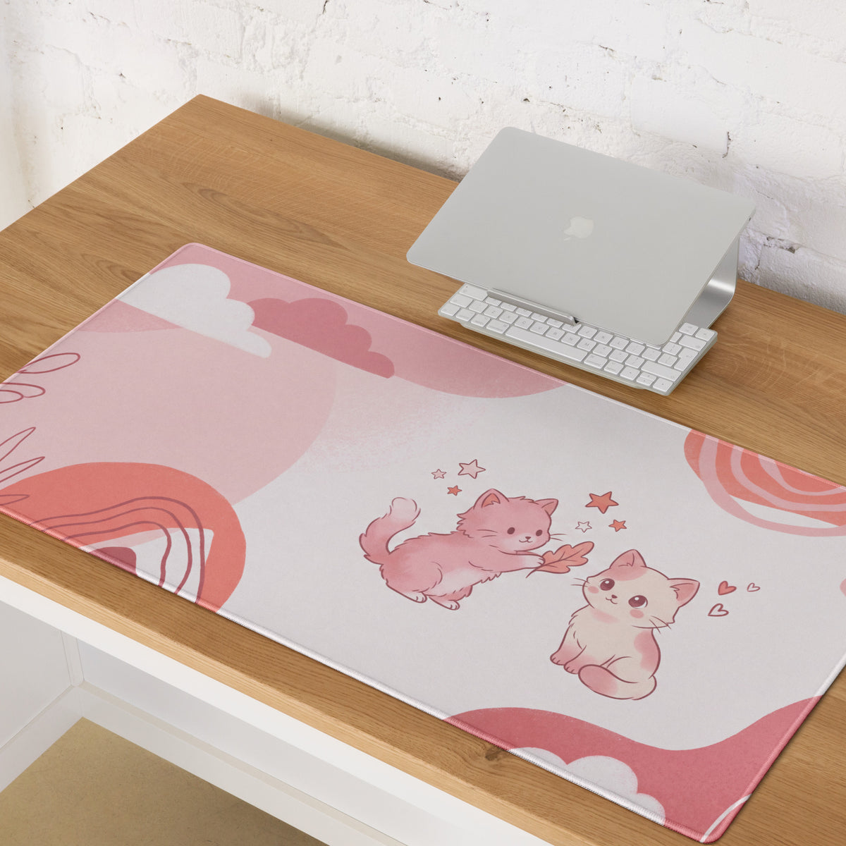 Pink Cat Themed Gaming Mouse Pad