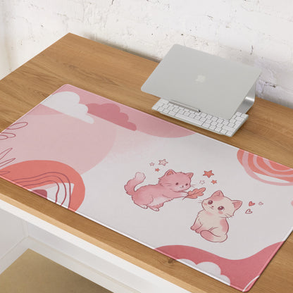 Pink Cat Themed Gaming Mouse Pad