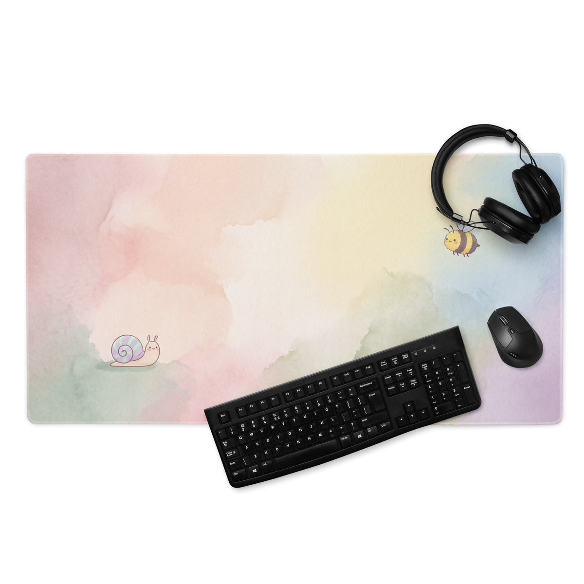 Pastel Rainbow Cute Bees Snails Gaming Mouse Pad
