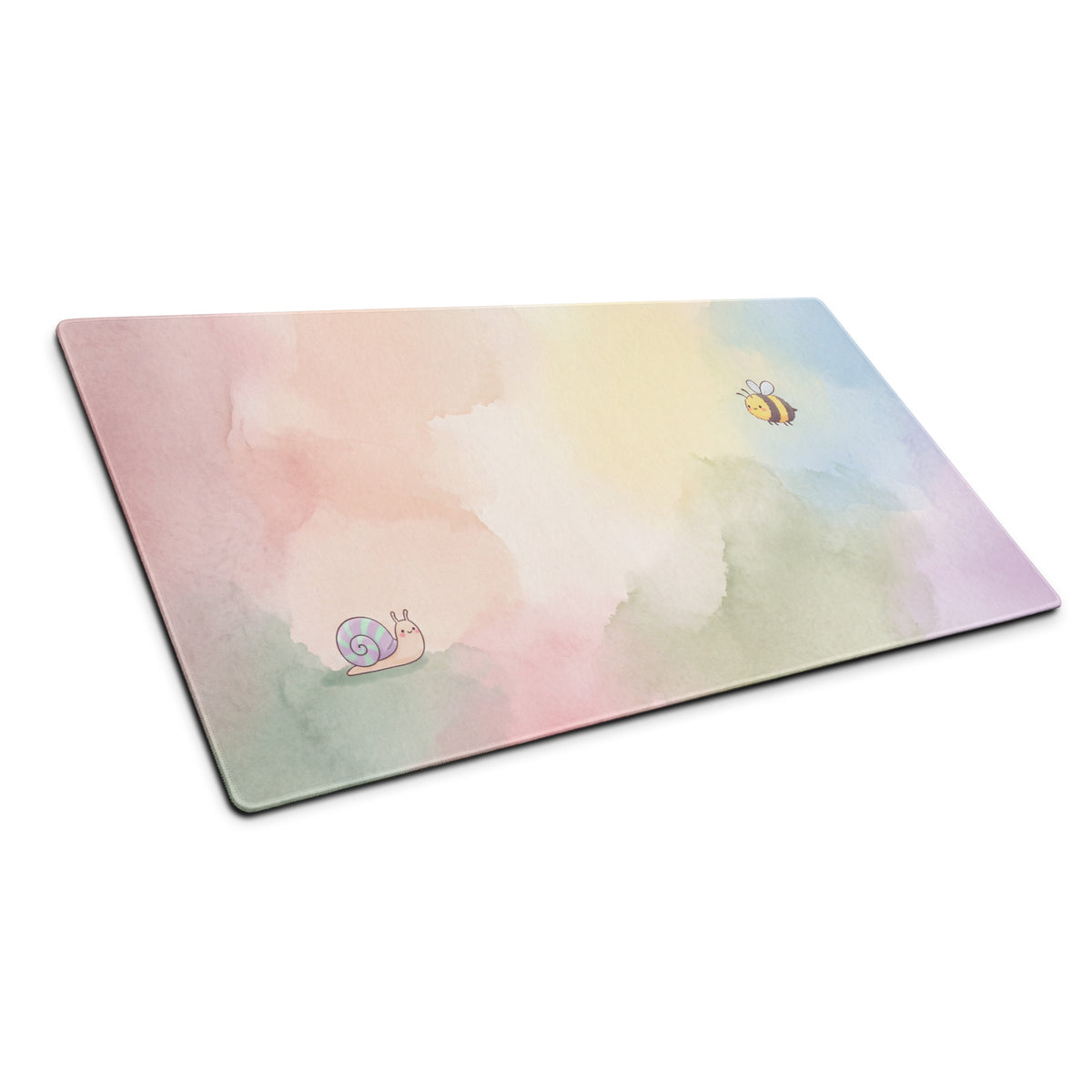 Pastel Rainbow Cute Bees Snails Gaming Mouse Pad