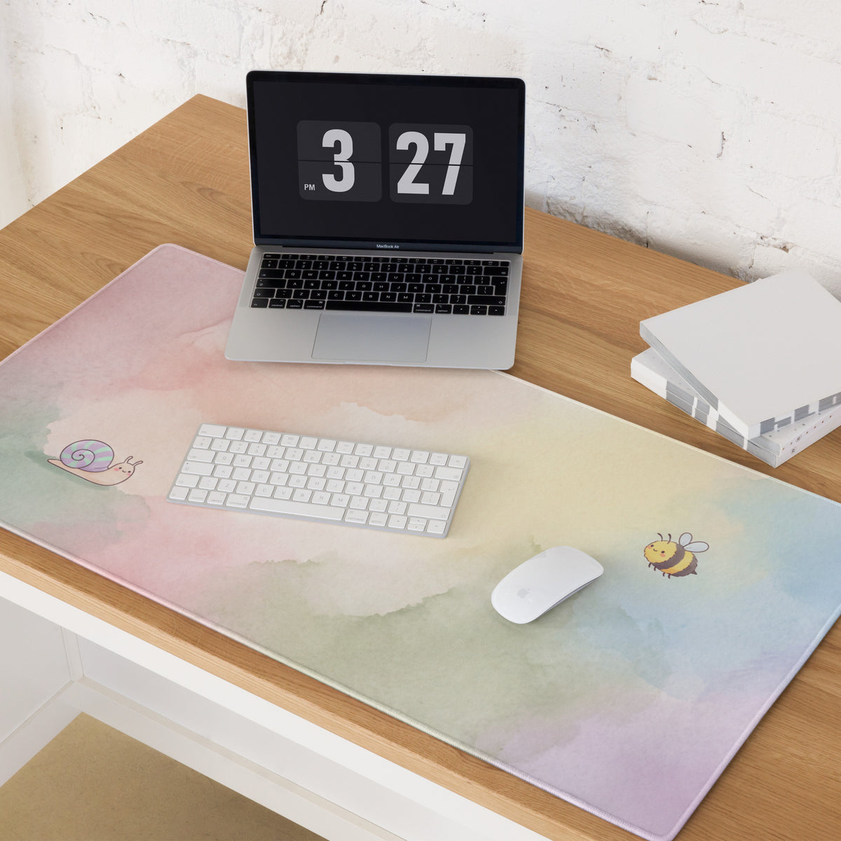 Pastel Rainbow Cute Bees Snails Gaming Mouse Pad