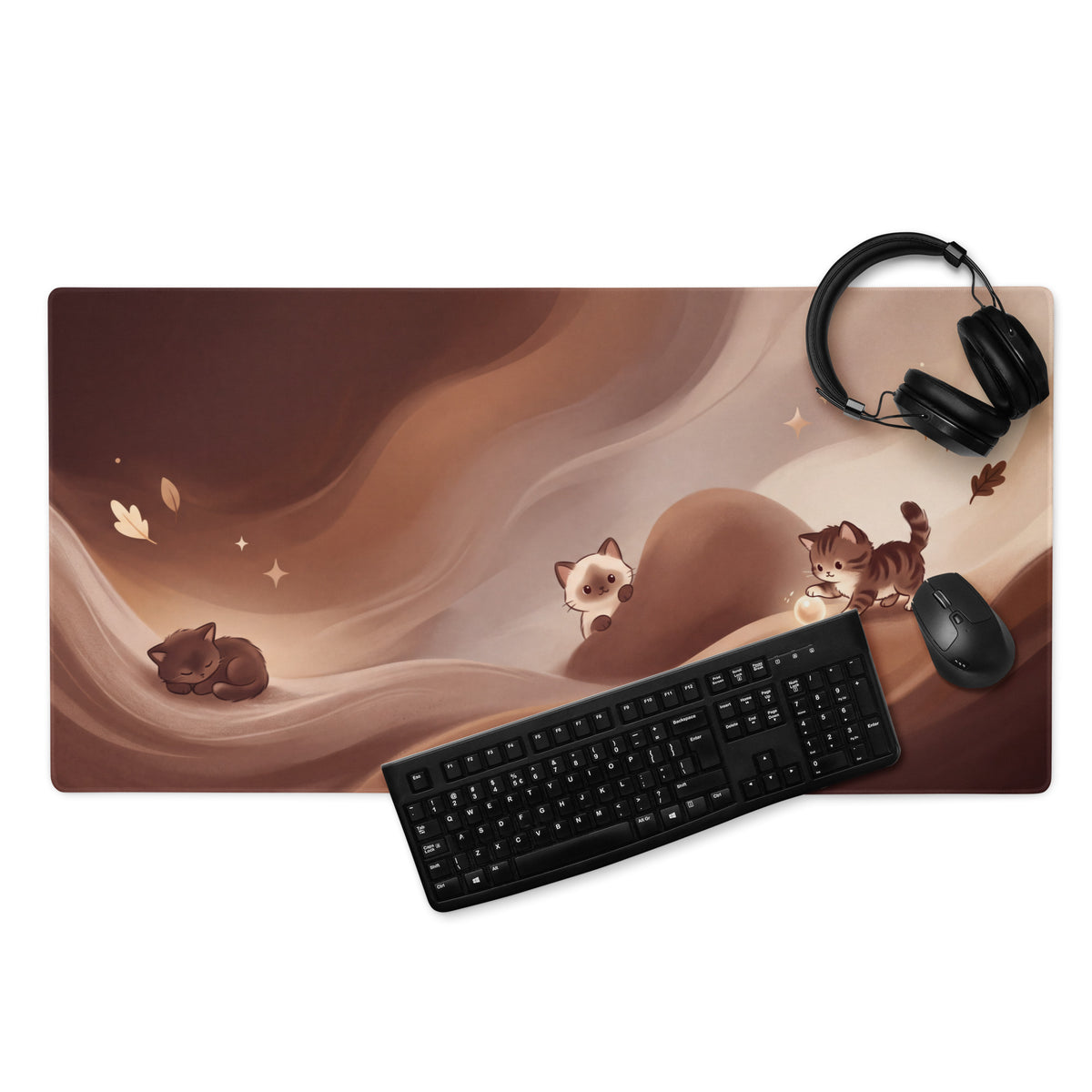 Cute Chocolate Brown Cat Themed Gaming Mouse Pad